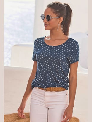 Lot de 2 t-shirts lascana - LASCANA - Marine À Motifs, Blanc À Motifs