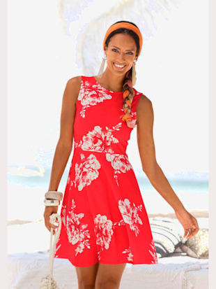 robe de plage robe patineuse tendance - beachtime - corail à fleurs