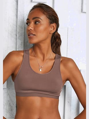 Bustier lascana avec dentelle graphique - LASCANA - Taupe