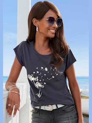 T-shirt vivance avec imprimé fantaisie devant - Vivance - Marine