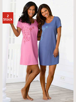 Lot de 2 belles chemises de nuit vivance - Vivance Dreams - Rose, Bleu