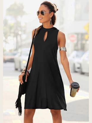 Robe en jersey encolure haute avec ouverture - LASCANA - Noir