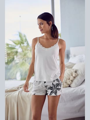 Short de nuit short large à imprimé floral - LASCANA - Écru À Fleurs