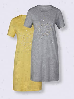 T-shirts long jersey fin - wäschepur - Jaune Citron Chiné + Gris Chiné