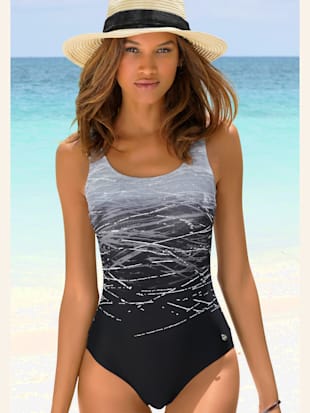 Maillot de bain aspect batik tendance - LASCANA - Noir-gris