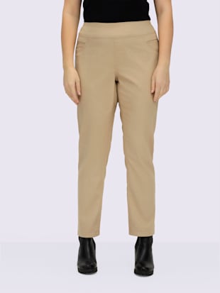 Pantalon+avec+ceinture+large+elastique+et+poches+-+Collection+L+-+sable