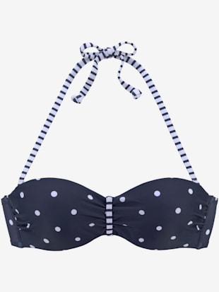 Haut de bikini bandeau à armatures motif à pois tendance - s.Oliver - Marine-blanc