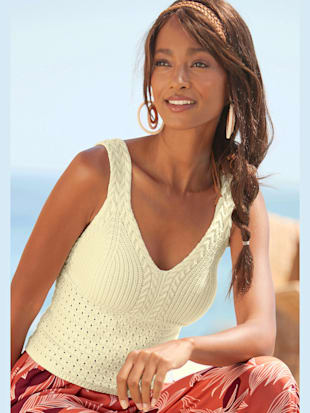 Débardeur en tricot encolure en v dégagée - LASCANA - Crème