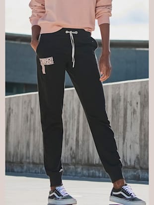 Pantalon de jogging pantalon molletonné sport, logo imprimé sur la jambe - Bench. - Noir