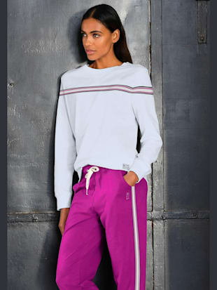 Sweater sweatshirt à rayures - H.I.S - Blanc