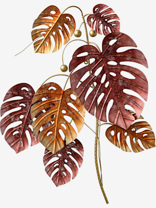 Décoration murale feuilles décoration murale aux détails colorés - helline home - Orange-bordeaux