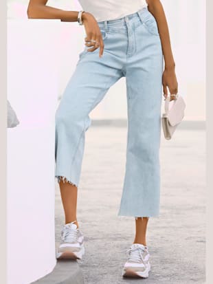 Jean jupe-culotte femme à effet délavé - LASCANA - Bleu Clair Délavé