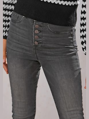 Jean taille haute jegging taille haute avec boutons - LASCANA - Noir Délavé