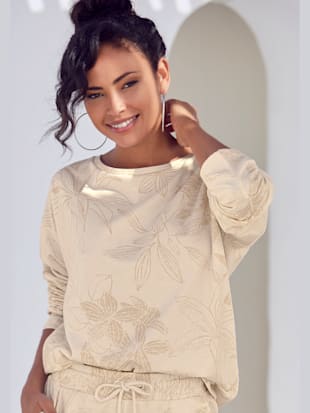 Sweatshirt confortable avec imprimé sur toute la surface - LASCANA - Beige À Motifs