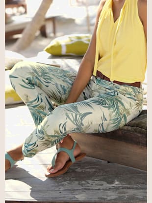 Jegging 7/8 pantalon 7/8 à la coupe étroite - LASCANA - Blanc-vert Imprimé