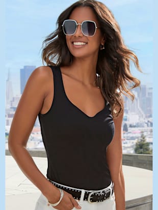 Débardeurs vivance en qualité côtelée douce et souple - Vivance - Crème, Noir