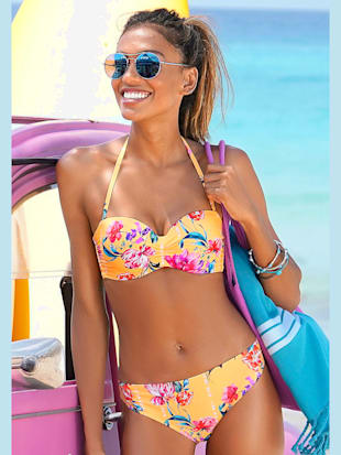 haut de bikini bandeau à armatures bretelles amovibles - sunseeker - jaune imprimé