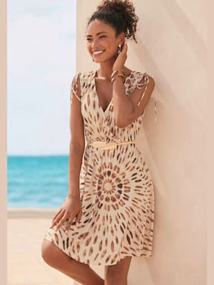 Robe en jersey encolure en v chevauchante devant et au dos - LASCANA - Marron Imprimé