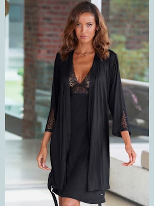 Kimonocourt, empiècements dentelle - LASCANA - Noir