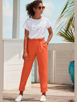 Pantalon paperbag léger avec ceinture élastique - LASCANA - Orange