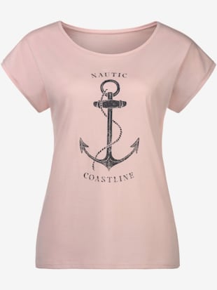 T-shirt manches à bords francs avec ourlet à revers - Beachtime - Rose, Marine