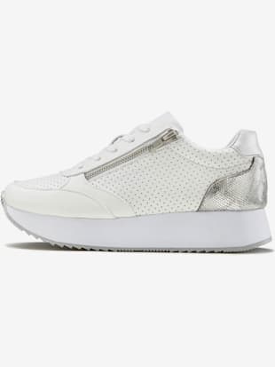 Baskets sneakers compensées à imprimé métallique mode - LASCANA - Blanc