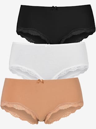 panty lot de 3 panties lascana - lascana - beige, blanc, noir