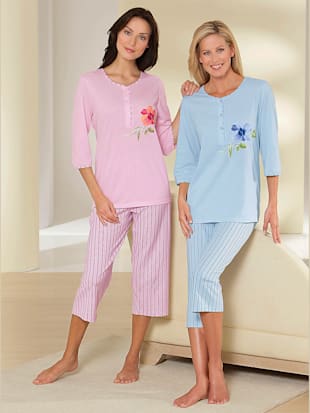 pyjamas jersey fin - ascafa - rose + bleu