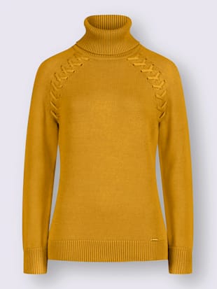 Pull à col roulé pur coton - Collection L - Ocre