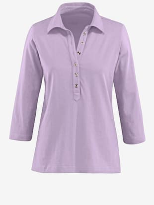 Polo patte de boutonnage longue à boutons argentés - - Parme