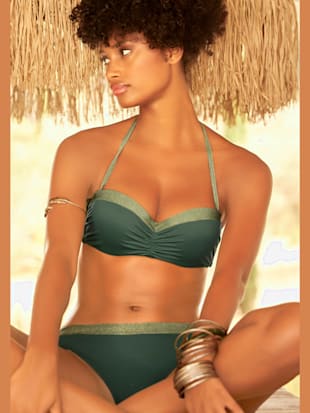 Maillot de bain bandeau à armatures empiècements brillants - JETTE - Vert Olive