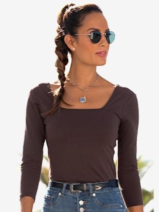 T-shirt manches longues encolure dos arrondie - LASCANA - Aubergine