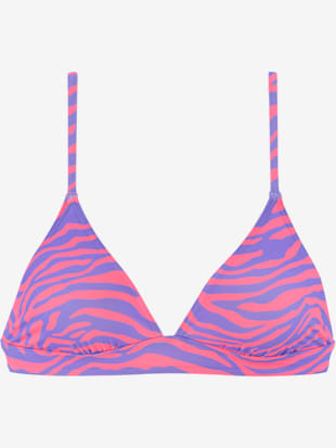 haut de bikini triangle design animal tendance - venice beach - violet-corail