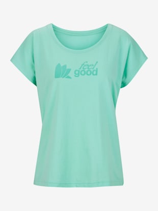 t-shirt féminin sport imprimé poitrine - feel good - menthe