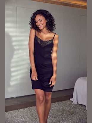 Élégant déshabillé court avec détails en dentelle - LASCANA - Noir