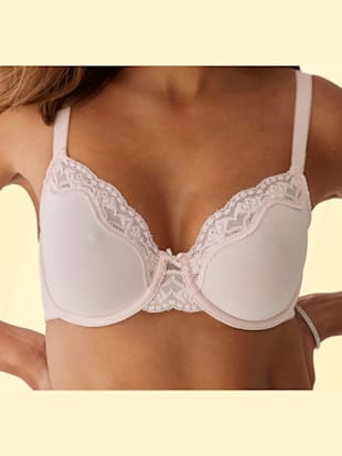 Soutien-gorge à armatures, bonnets préformés sans couture - petite fleur - Poudre + Noir