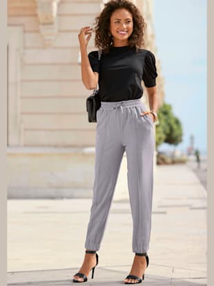 T-shirt à manches courtes avec taille et manches élastiquées - LASCANA - Noir