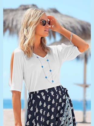 T-shirt manches mi-longues avec découpe - Vivance - Blanc