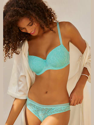 Soutien-gorge balconnet en fine dentelle florale - LASCANA - Menthe