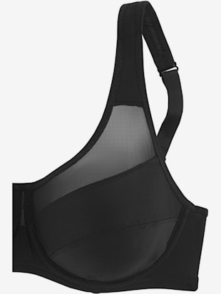 Soutien-gorge à armatures, empiècement résille légèrement transparent au décolleté - petite fleur - 