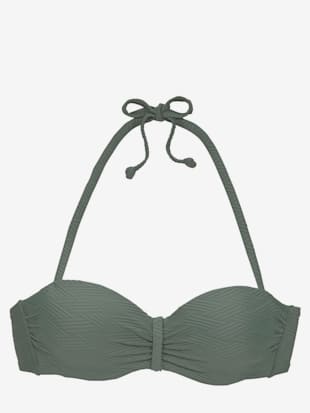 Haut de bikini bandeau à armatures matière structurée aux couleurs tendances - Sunseeker - Vert Oliv