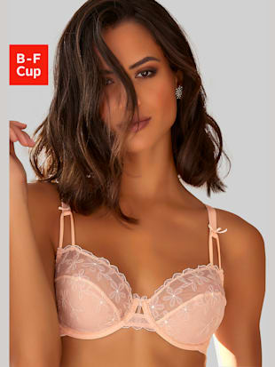 Soutien-gorge à armatures féminin avec petits nœuds décoratifs et perles - LASCANA - Couleur Poudre