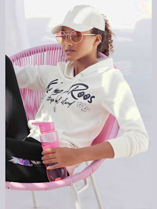 Sweatshirt à capuche sweatshirt basique avec broderie et imprimé floral - KangaROOS - Écru