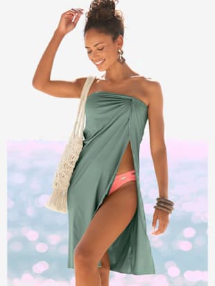 jupe de plage élastique au niveau de la couture latérale - lascana - vert sauge