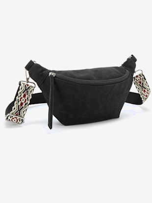 Sac+banane+tendance+en+matiere+douce+avec+petites+poches+interieures+et+ceinture+en+tissu+-+Vivance+-+noir