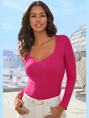 T-shirt manches longues t-shirts vivance en qualité côtelée douce et souple - Vivance - Fuchsia, Ble