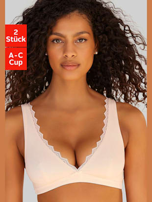 Soutien-gorge bralette féminin en coton agréable - petite fleur - Poudre + Blanc