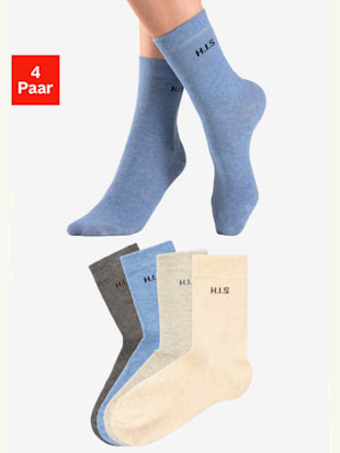 chaussettes bords-côtes non irritants - h.i.s - gris, jean, beige, gris