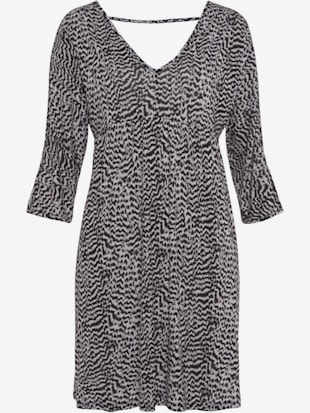 Robe en jersey encolure en v dégagée devant et au dos - Vivance - Noir-blanc Imprimé