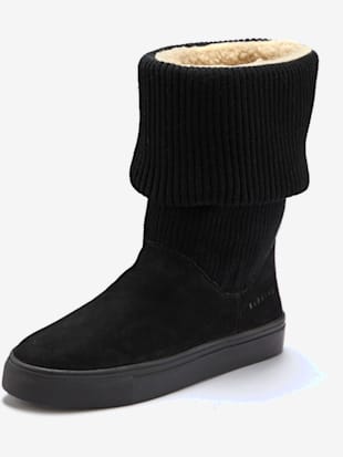 botte d'hiver bottes confortables composées de cuir - elbsand - noir